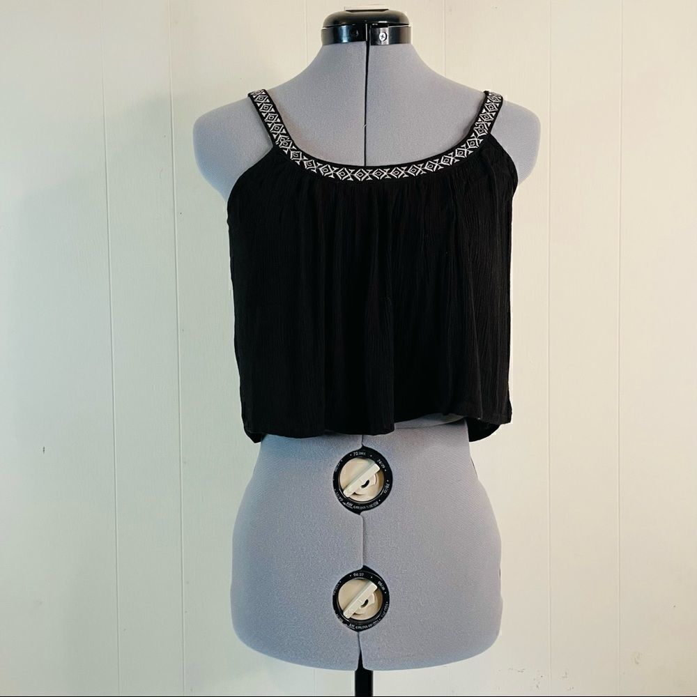 Bethany Mota Black Gauzy Crop Top